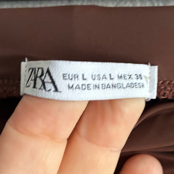 Zara Chocolate Strapless Ruched Stretch Jersey Dress L - Picture 5 of 11